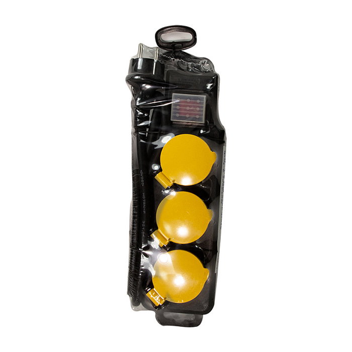 LogiLink Regleta de enchufes para exterior con 3 tomas de seguridad, interruptor e IP44, negro