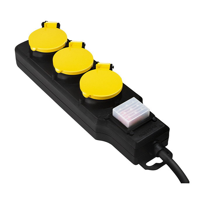 LogiLink Regleta de enchufes para exterior con 3 tomas de seguridad, interruptor e IP44, negro