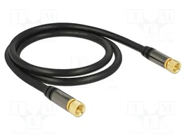 DeLOCK 88918 Cable coaxial RG-6/U con conectores F, 1 m, Negro