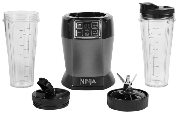 Ninja BN495EU Batidora de Vaso Individual con Auto-iQ, 1000 W, 2 x 700 ml