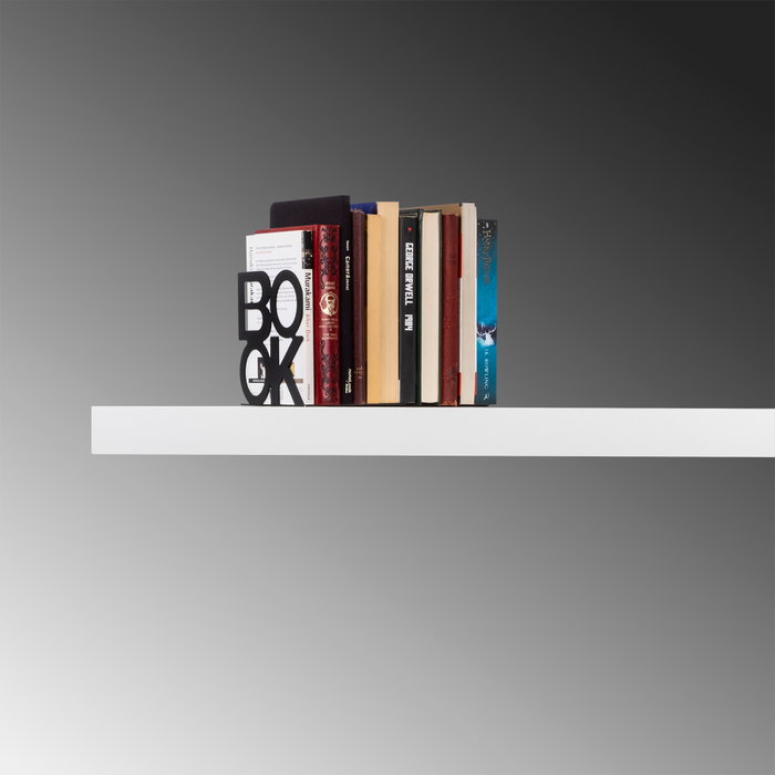 Aberto Design Sujetalibros 9 Negro, Elegante Sujetalibros Metálico Resistente para Estanterías Organizadas, Metal Negro 13.5x13x14cm