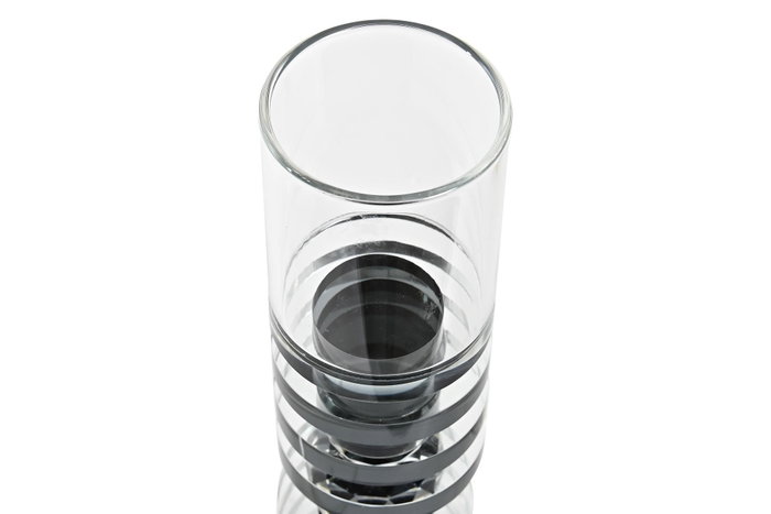 DKD Home Decor Portavelas de Cristal Negro y Transparente 6x6x28 cm DKD Home Decor Portavelas de Cristal Negro y Transparente 6x6x28 cm