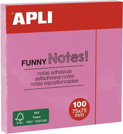APLI PAPER Pack de 12 Notas Adhesivas Rosa Pastel 75x75mm