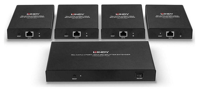 Lindy 38262 Extensor y Divisor HDMI 4K60 de 4 Puertos Cat.6 70m Lindy 38262 Extensor y Divisor HDMI 4K60 de 4 Puertos Cat.6 70m