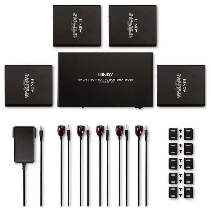 Lindy 38262 Extensor y Divisor HDMI 4K60 de 4 Puertos Cat.6 70m Lindy 38262 Extensor y Divisor HDMI 4K60 de 4 Puertos Cat.6 70m