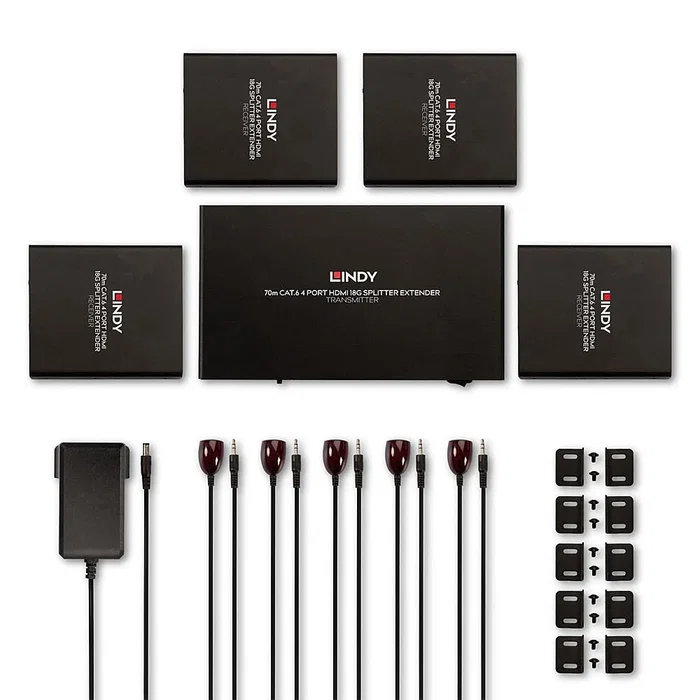 Lindy Divisor y Extensor HDMI 4K60 de 4 Puertos Cat.6 70m