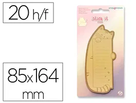 Imaginovo Bloc Notas Adhesivas Gato con Mensaje Trasero 20 Hojas 85x164 mm
