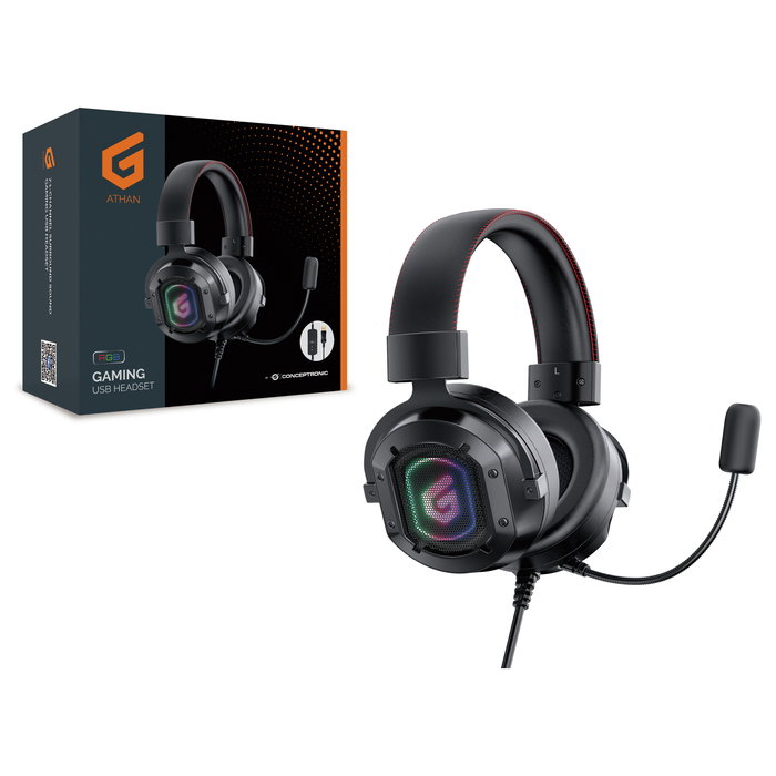Conceptronic ATHAN02B Auriculares Gaming 7.1 USB con Micrófono y LED RGB
