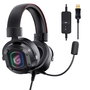 Conceptronic Auriculares Gaming con Micrófono Athan02B - Sonido Envolvente 7.1, RGB, USB, Almohadillas Supraaurales, Compatible con PC/PS4, Control de Volumen