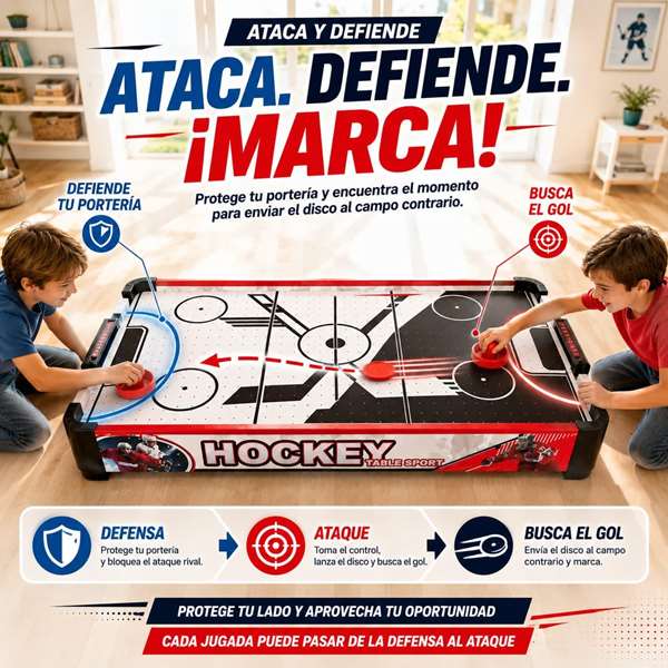 JugaToys Air Hockey eléctrico juego de mesa 69x36x16cm JugaToys Air Hockey eléctrico juego de mesa 69x36x16cm