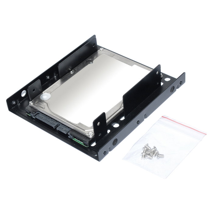 Ultron Einbaurahmen Interno 377215 para 2x Unidades 2.5" o 3.5" HDD/SSD, Marco de Montaje en Metal Negro con Tornillos Incluidos