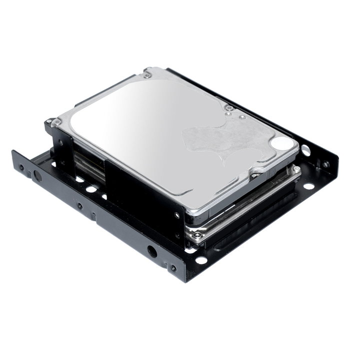 Ultron Einbaurahmen Interno 377215 para 2x Unidades 2.5" o 3.5" HDD/SSD, Marco de Montaje en Metal Negro con Tornillos Incluidos