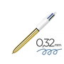 Bic Bolígrafo 4 Colores Punta 1 mm Cuerpo Dorado Retráctil Tinta Azul Negro Rojo Verde