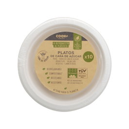 Cook Concept Juego de 10 Platos de Caña de Azúcar Eco Concept 17 cm Biodegradable