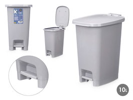 Arte Regal Papelera 10L con Pedal, Gris, 21.5x28.5x35 cm (Set de 8)