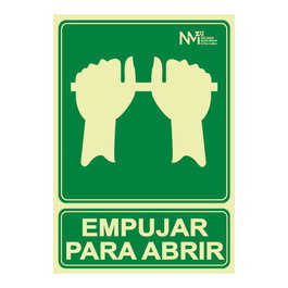Normaluz Señal de Evacuación PVC 'Empujar Para Abrir' Clase B 22.4x30 cm - Rótulo de Emergencia Profesional y Doméstico