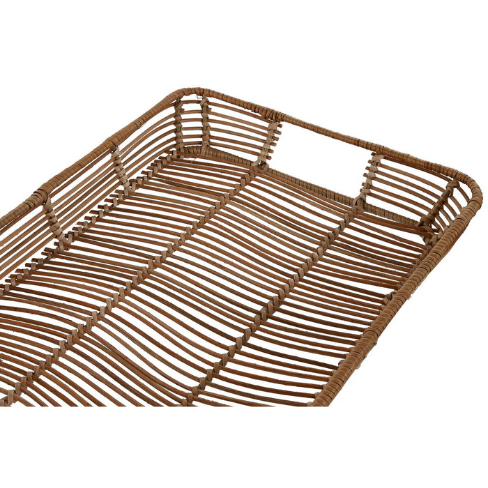 DKD Home Decor Set de 3 Bandejas de Ratán y Metal Natural