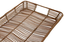 DKD Home Decor Bandeja Tropical Set de 3 Piezas Ratan y Metal Natural 32 x 6 x 44 cm