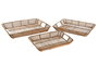 DKD Home Decor Bandeja Tropical Set de 3 Piezas Ratan y Metal Natural 32 x 6 x 44 cm