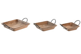 DKD Home Decor Centro Mesa Vintage Marron Negro Set de 3 36 x 9 x 38 cm