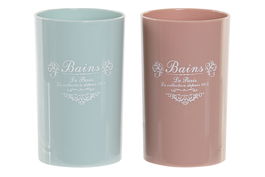 DKD Home Decor Bains rosa Vaso Tradicional Azul Rosa 7 x 11.5 x 7 cm (12 Unidades)