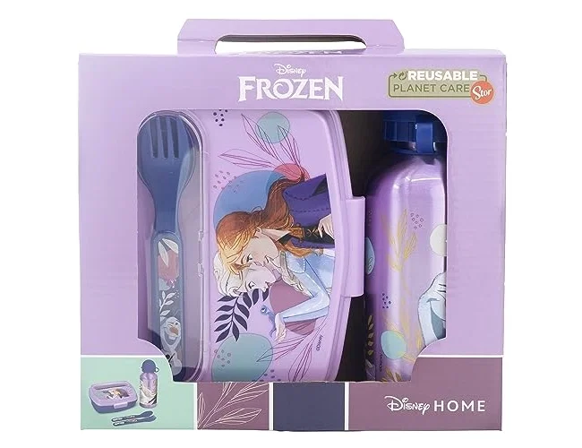 Safta Set de Merienda Frozen con Botella de Aluminio de 400ml y Sandwichera