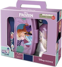 Safta Set Botella y Sandwichera con Cubiertos Frozen "Cool Days" 21x18x7cm