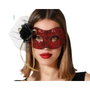 Atosa Carnaval Antifaz Veneciano Rojo Brillante con Purpurina, Flor Negra y Cintas Doradas para Mujer Adulto