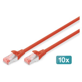 Digitus Pack de 10 Cables Ethernet CAT 6 S/FTP 1m Rojo
