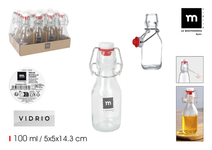 La Mediterranea Botella 100 ml con Tapón Hermético (24 Unidades) La Mediterranea Botella 100 ml con Tapón Hermético (24 Unidades)