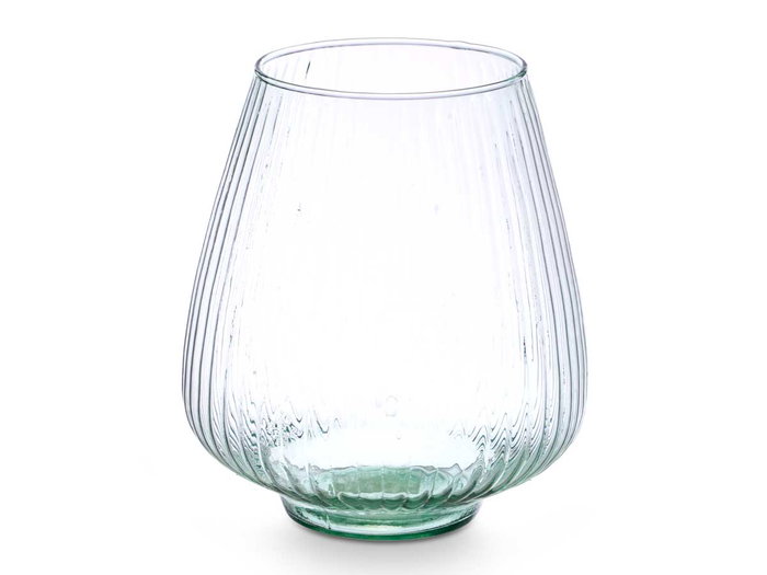 Giftdecor Jarron Vidrio Reciclado Rayado 25 cm Transparente 22x26x22 cm (Set de 3)