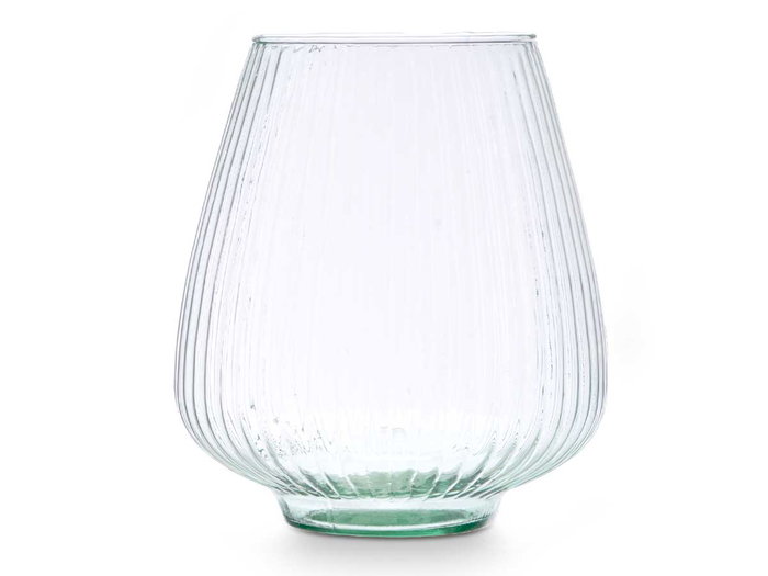Giftdecor Jarron Vidrio Reciclado Rayado 25 cm Transparente 22x26x22 cm (Set de 3)