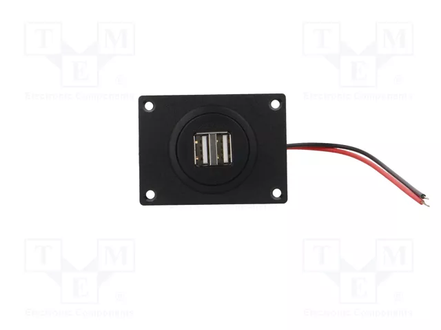 PRO CAR Alimentador USB con 2 puertos USB A, Negro