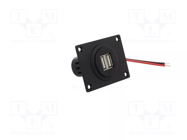 PRO CAR Alimentador USB con 2 puertos USB A, Negro