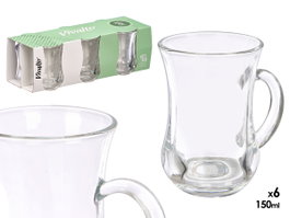 Vivalto Set 6 Jarras Pequeñas para Té 150 ml Vidrio Transparente 29.5x10x12 cm (Set de 12)