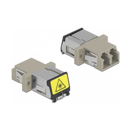 DeLOCK Acoplador de Fibra Óptica LC Duplex con Protección Láser Multimodo Beige