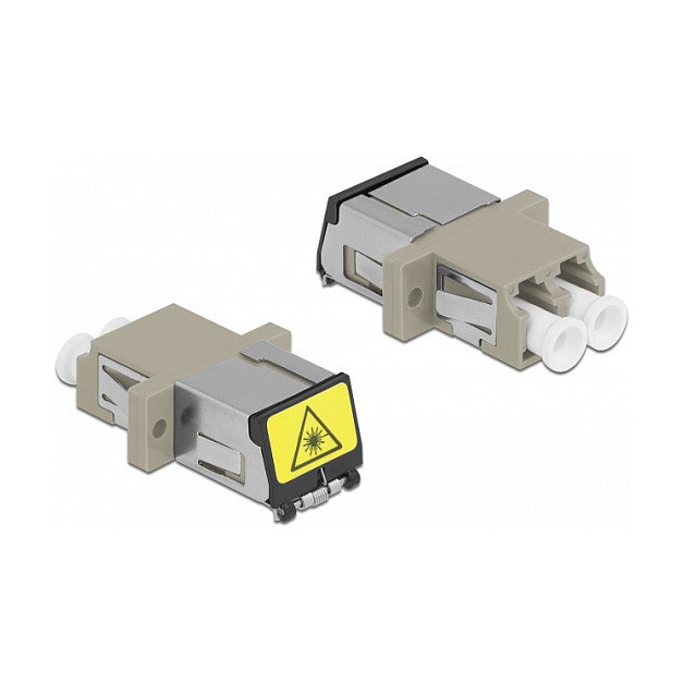 DeLOCK Acoplador de Fibra Óptica LC Duplex con Protección Láser Multimodo Beige