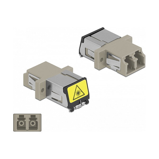 DeLOCK Acoplador de Fibra Óptica LC Duplex con Protección Láser Multimodo Beige