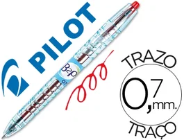 Pilot Bolígrafo Tinta Gel Begreen B2P Retráctil 0.7 Rojo (Set de 10) Reciclado Escritura Suave (Set de 10)