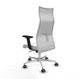 PIQUERAS Y CRESPO Sillón Albacete con Mecanismo Sincro, Tela Blanca y Base de Aluminio