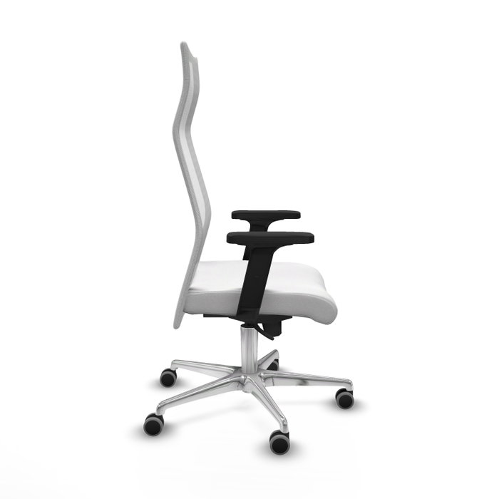 PIQUERAS Y CRESPO Sillón Albacete con Mecanismo Sincro, Tela Blanca y Base de Aluminio
