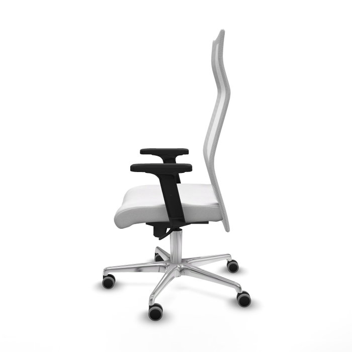 PIQUERAS Y CRESPO Sillón Albacete con Mecanismo Sincro, Tela Blanca y Base de Aluminio