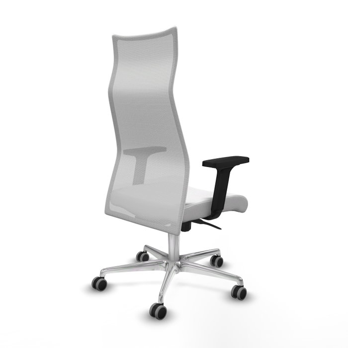 PIQUERAS Y CRESPO Sillón Albacete con Mecanismo Sincro, Tela Blanca y Base de Aluminio