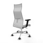 PIQUERAS Y CRESPO Sillón Albacete con Mecanismo Sincro, Tela Blanca y Base de Aluminio