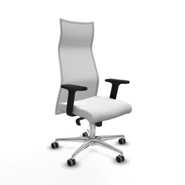 PIQUERAS Y CRESPO Sillón Albacete con Mecanismo Sincro, Tela Blanca y Base de Aluminio