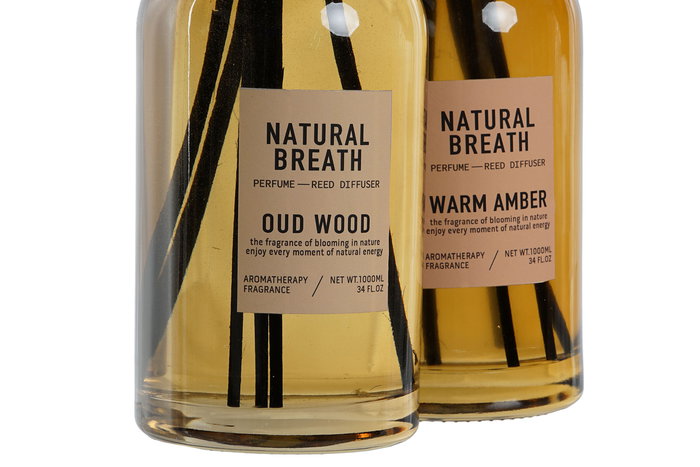 DKD Home Decor Ambientador Mikado Scandi Ambar Gris 10 x 40 x 10 cm (2 Unidades)