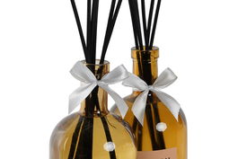 DKD Home Decor Ambientador Mikado Scandi Ambar Gris 10 x 40 x 10 cm (2 Unidades)