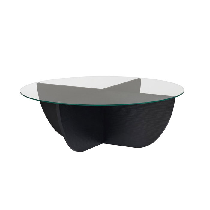 Hanah Home Mesa de Café Negro Madera con Vidrio Templado - 90x90x30 cm Hanah Home Mesa de Café Negro Madera con Vidrio Templado - 90x90x30 cm