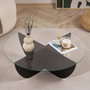Hanah Home Mesa de Café Negro Madera con Vidrio Templado - 90x90x30 cm