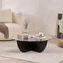 Hanah Home Mesa de Café Negro Madera con Vidrio Templado - 90x90x30 cm